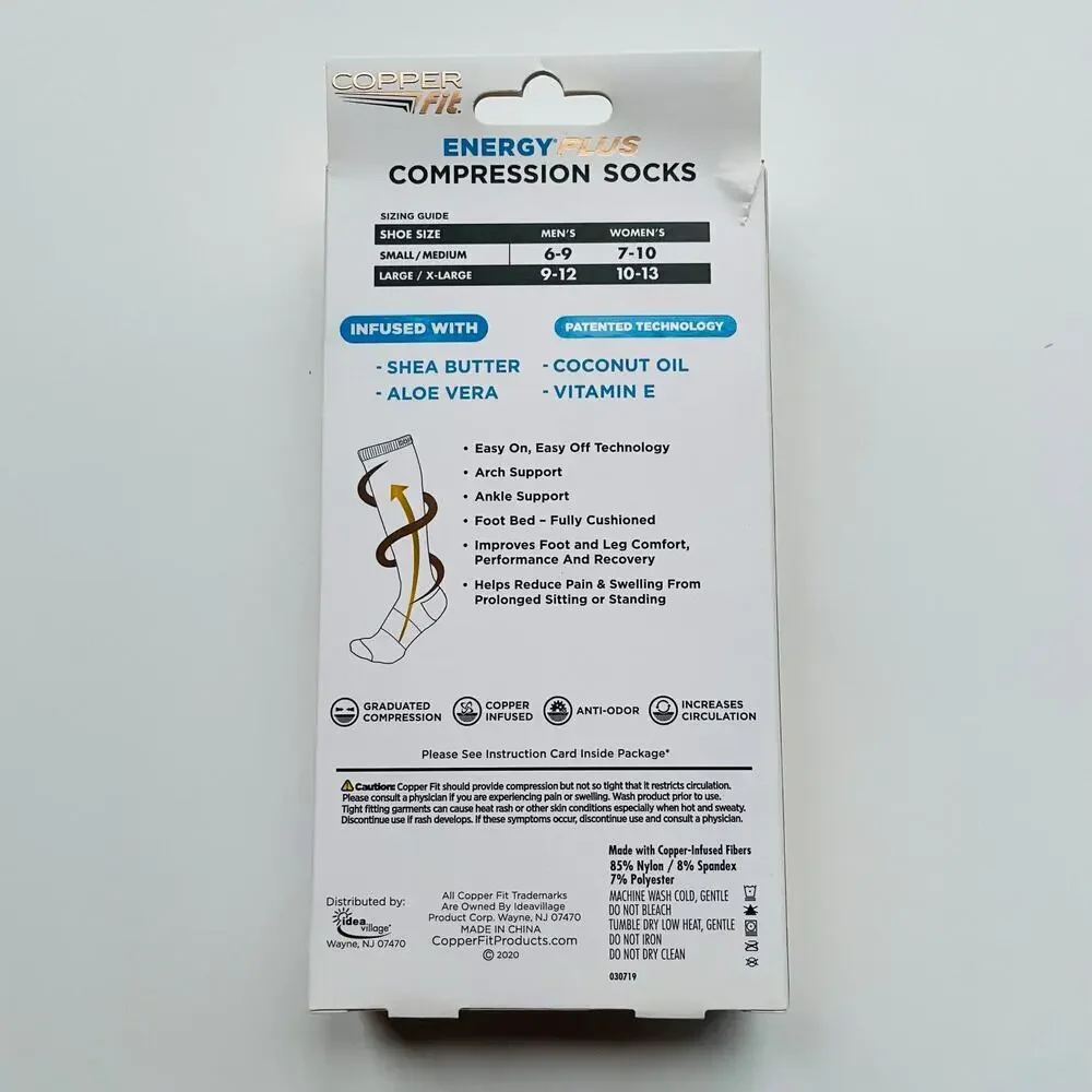 Copper Fit Energy Plus Compression Socks Size S/M NEW
